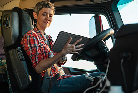 Warehouse handheld scanner in use