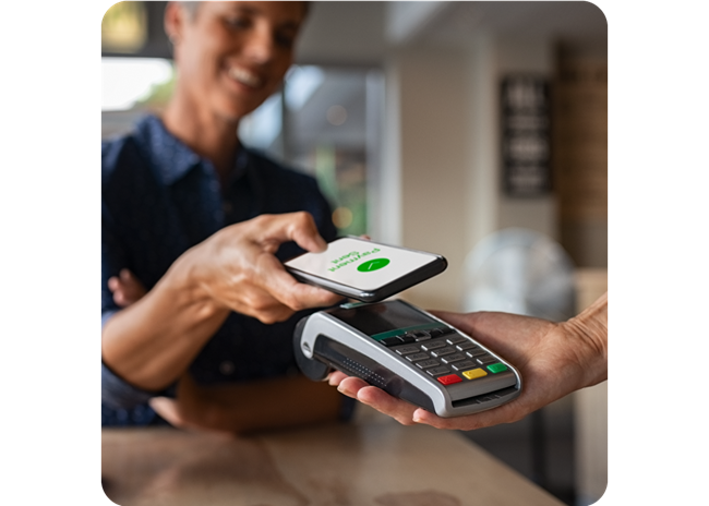 woman holding pci compliant payment solution
