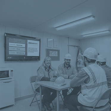 Digital signage display in a crew breakroom