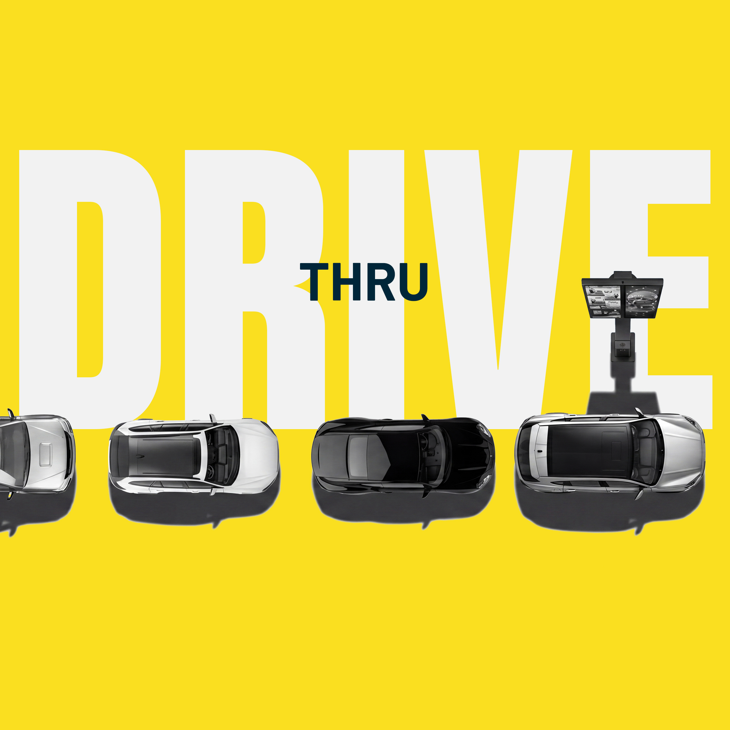QSR drive-thru lane where TRG-supported outdoor endpoints handle weather and high volume.