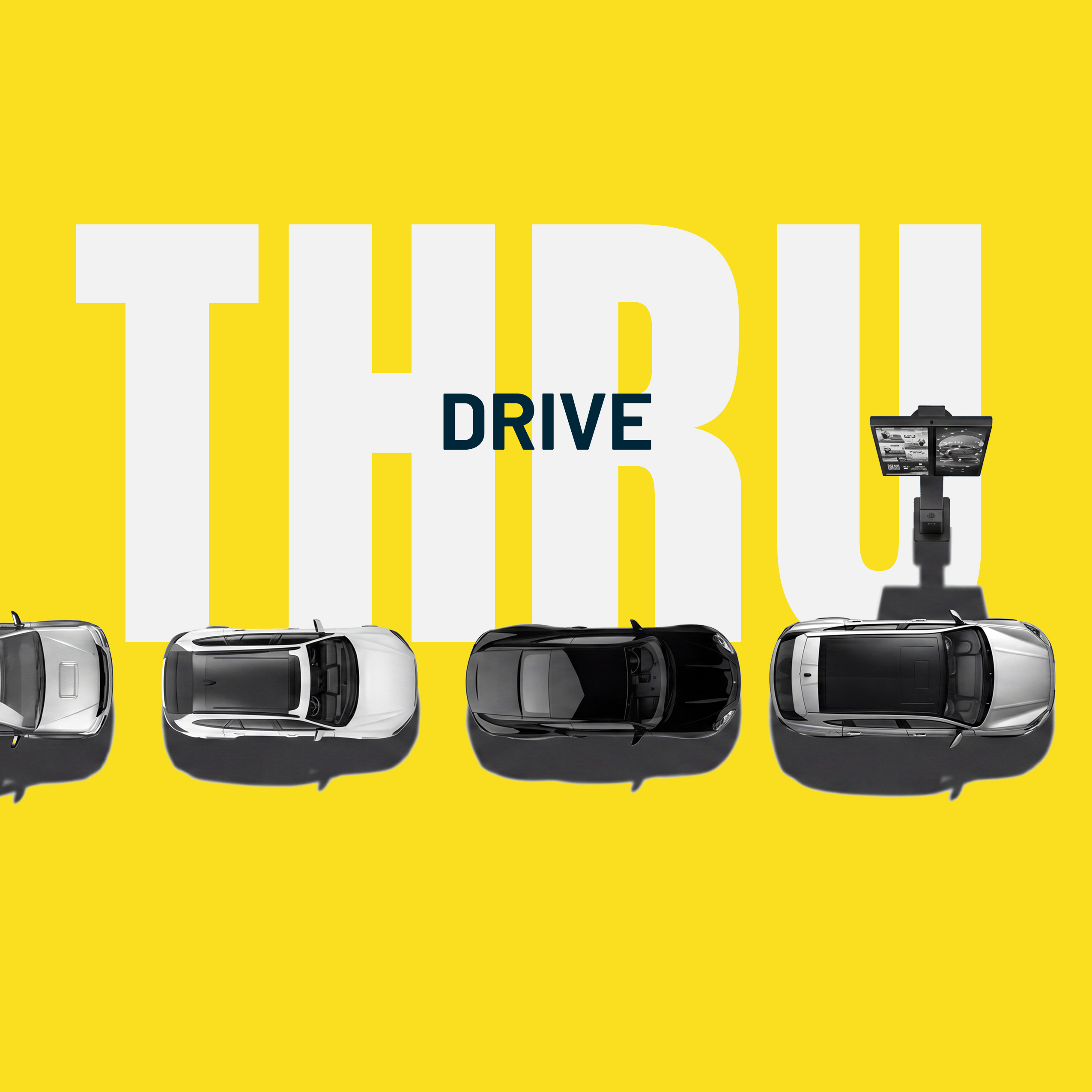 QSR drive-thru lane where TRG-supported outdoor endpoints handle weather and high volume.